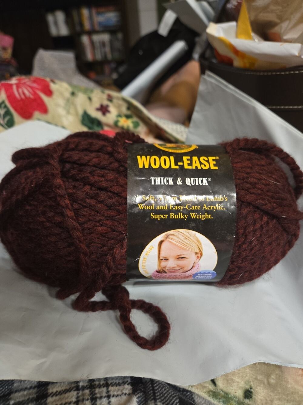 Lion Brand Wool-Ease Thick & Quick Yarn 143 Claret Dye Lot 07100 NEW